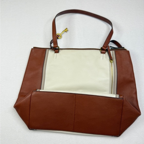 Fossil White and Brown Tote Bag - Picture 2 of 6